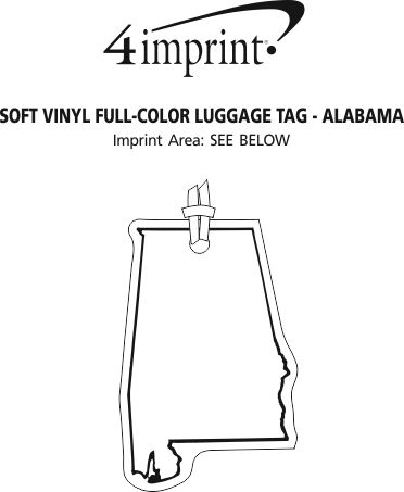 Imprint Area of Soft Vinyl Full-Color Luggage Tag - Alabama