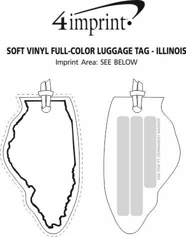Imprint Area of Soft Vinyl Full-Color Luggage Tag - Illinois