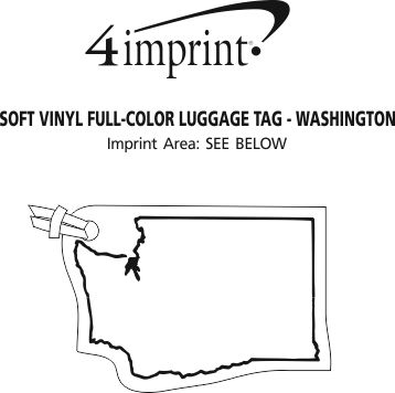 Imprint Area of Soft Vinyl Full-Color Luggage Tag - Washington