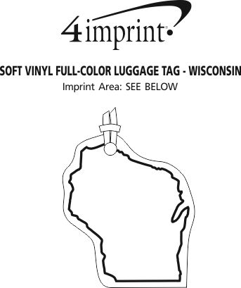Imprint Area of Soft Vinyl Full-Color Luggage Tag - Wisconsin
