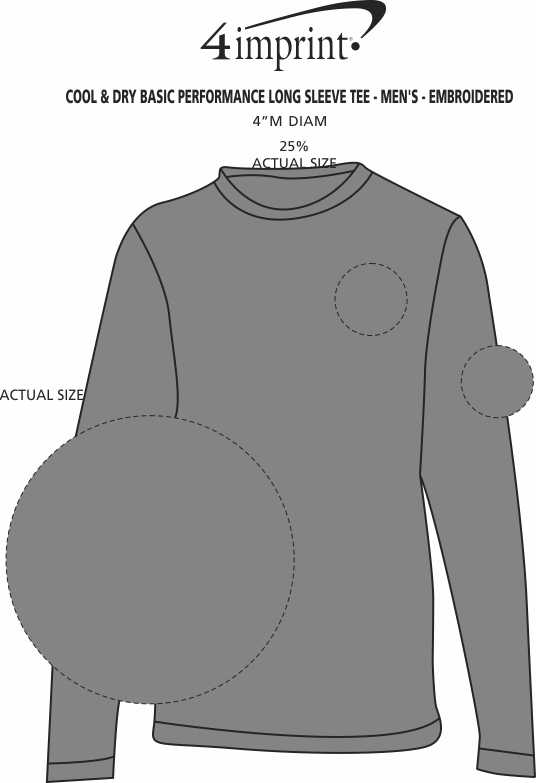 Imprint Area of Cool & Dry Basic Performance Long Sleeve Tee - Men's - Embroidered