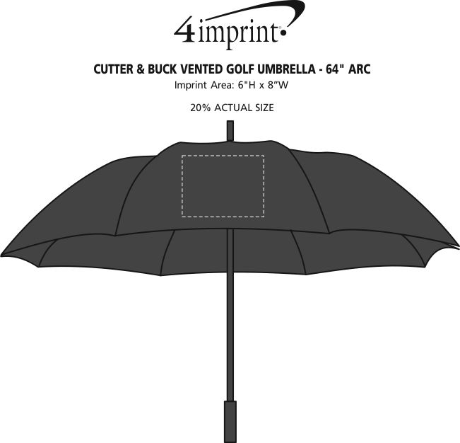 Imprint Area of Cutter & Buck Vented Golf Umbrella - 64" Arc