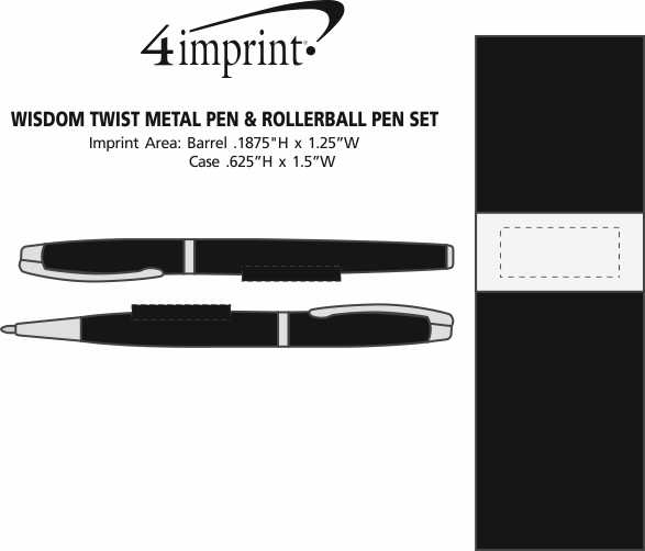 Imprint Area of Wisdom Twist Metal Pen & Rollerball Pen Set