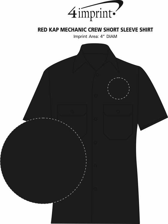 Imprint Area of Red Kap Mechanic Crew Short Sleeve Shirt