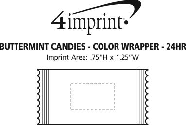 Imprint Area of Buttermint Candies - Color Wrapper - 24 hr