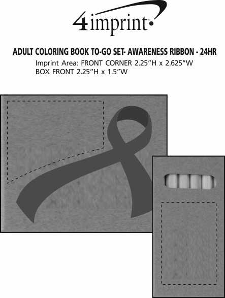 Imprint Area of Adult Coloring Book To-Go Set - Awareness Ribbon - 24 hr