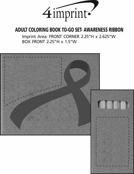 Imprint Area of Adult Coloring Book To-Go Set - Awareness Ribbon
