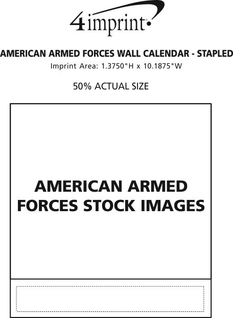 Imprint Area of American Armed Forces Wall Calendar - Stapled