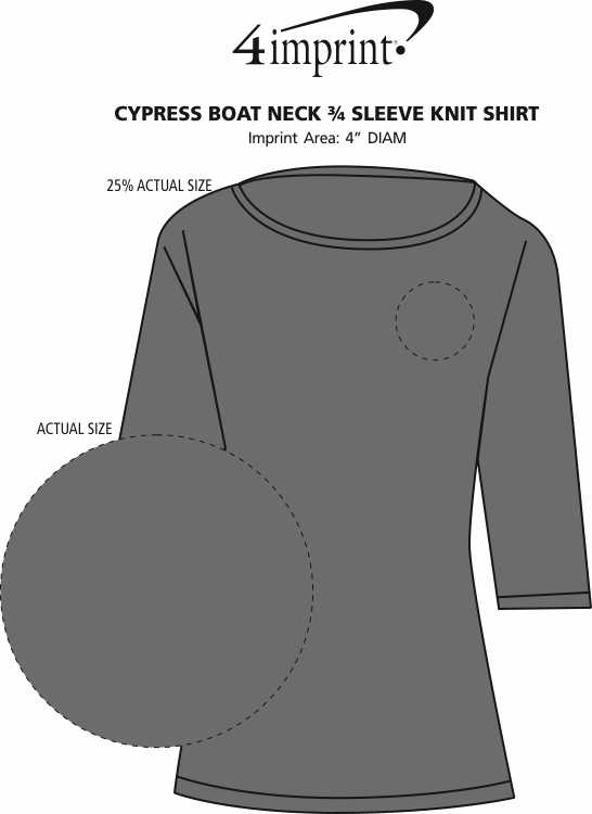 Imprint Area of Cypress Boat Neck 3/4 Sleeve Knit Shirt