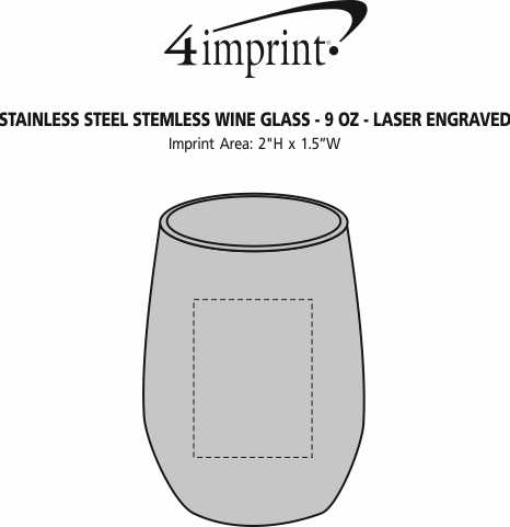 Imprint Area of Stainless Steel Stemless Wine Glass - 9 oz. - Laser Engraved