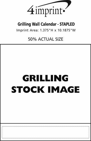 Imprint Area of Grilling Wall Calendar - Stapled