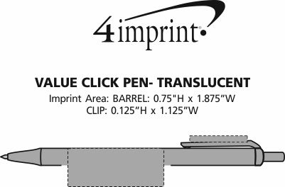 Imprint Area of Value Click Pen - Translucent