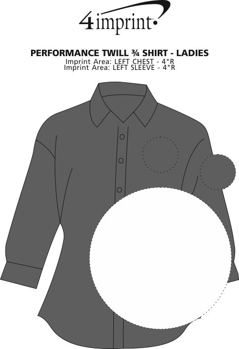 Imprint Area of Performance Twill 3/4 Sleeve Shirt - Ladies'