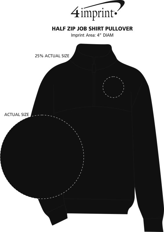 Imprint Area of 1/2-Zip Job Shirt Pullover