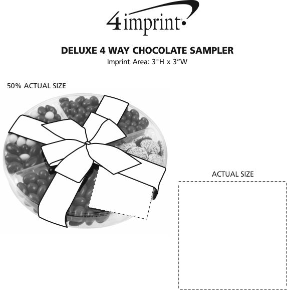Imprint Area of Deluxe 4 Way Chocolate Sampler