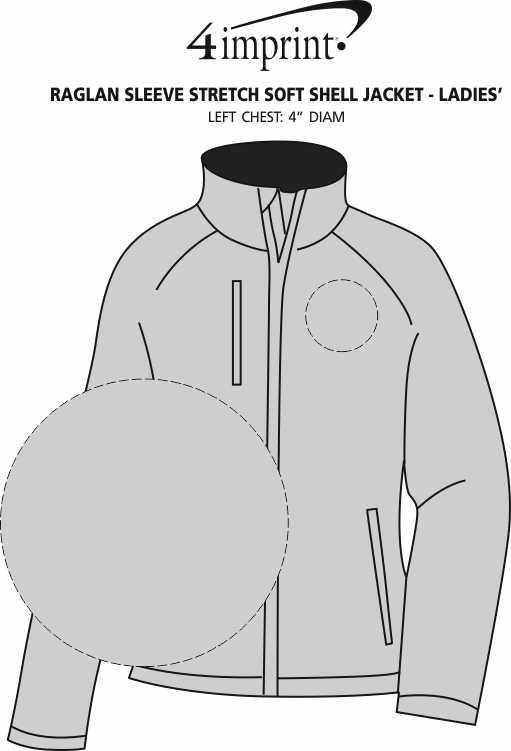 Imprint Area of Raglan Sleeve Stretch Soft Shell Jacket - Ladies'