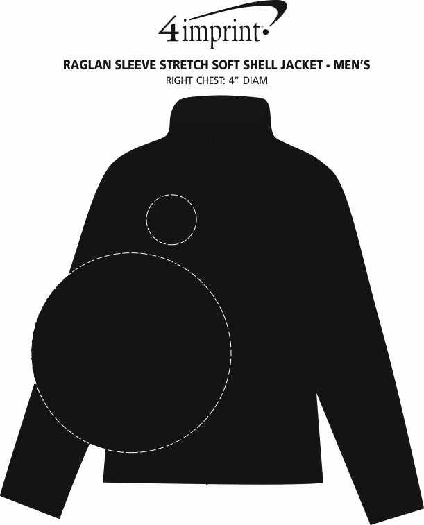 Imprint Area of Raglan Sleeve Stretch Soft Shell Jacket - Men's