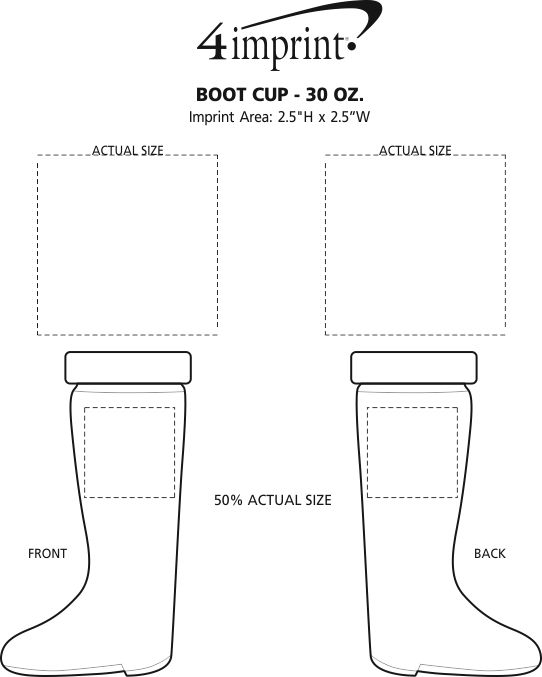 Imprint Area of Boot Cup - 30 oz.
