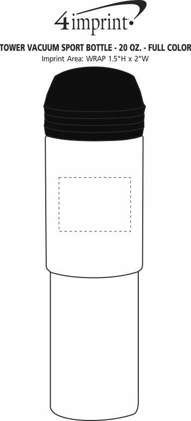 Imprint Area of Tower Vacuum Sport Bottle - 20 oz. - Full Color