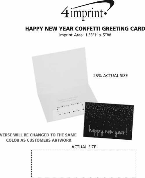 Imprint Area of Happy New Year Confetti Greeting Card