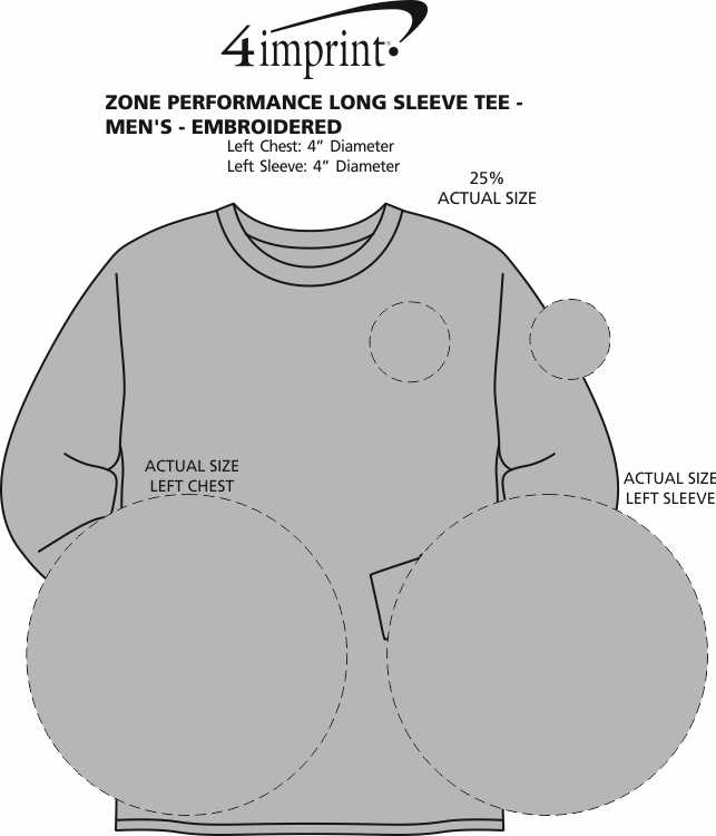 Imprint Area of Zone Performance Long Sleeve Tee - Men's - Embroidered