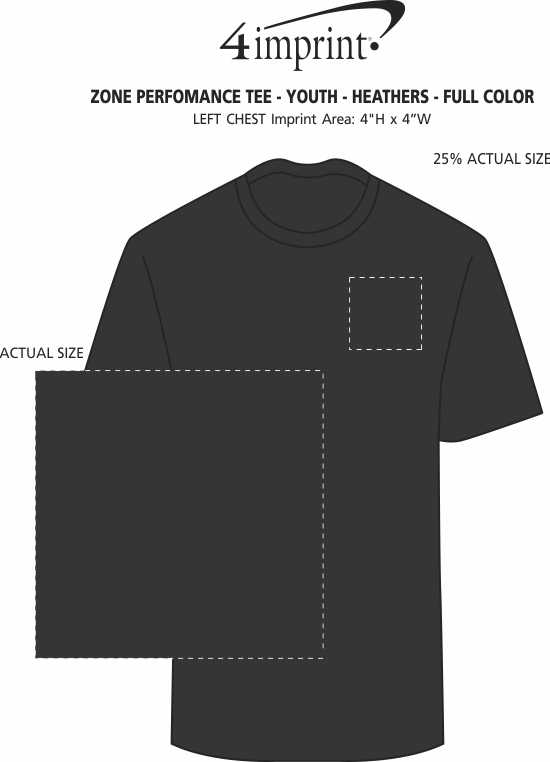 Imprint Area of Zone Performance Tee - Youth - Heathers - Full Color