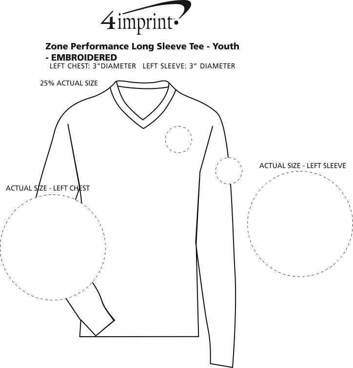 Imprint Area of Zone Performance Long Sleeve Tee - Youth - Embroidered