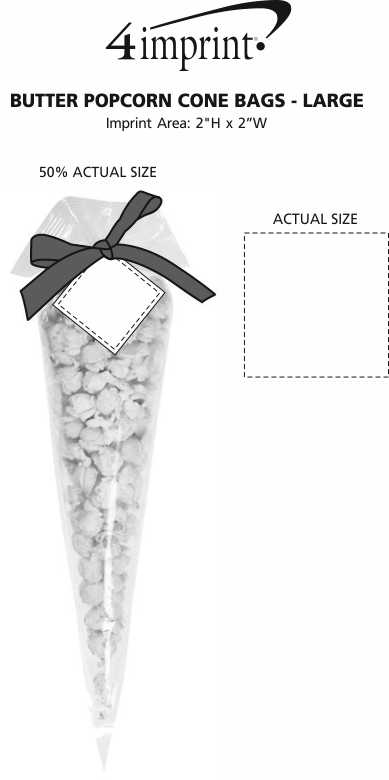 Imprint Area of Butter Popcorn Cone Bags - Large