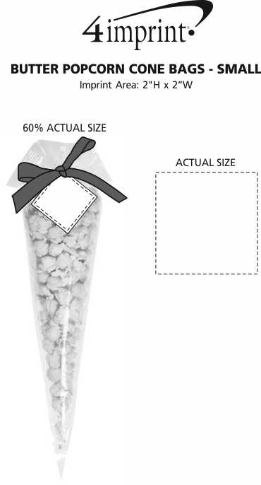 Imprint Area of Butter Popcorn Cone Bags - Small
