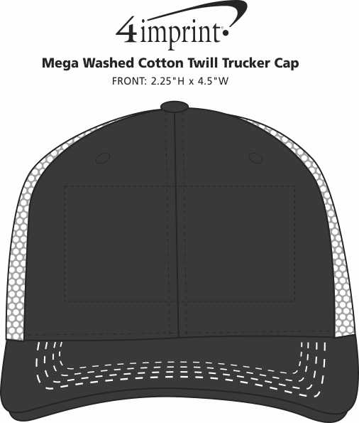 Imprint Area of Mega Washed Cotton Twill Trucker Cap - Full Color Patch