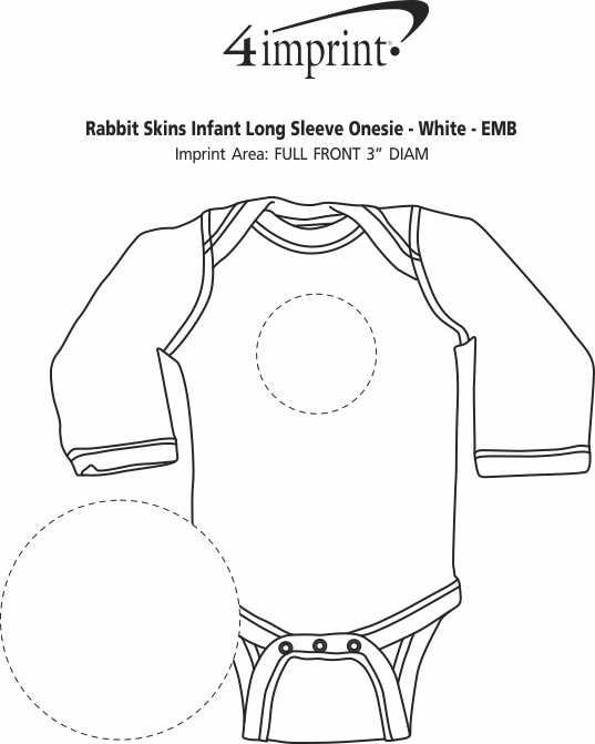 Imprint Area of Rabbit Skins Infant Long Sleeve Onesie - White - Embroidered