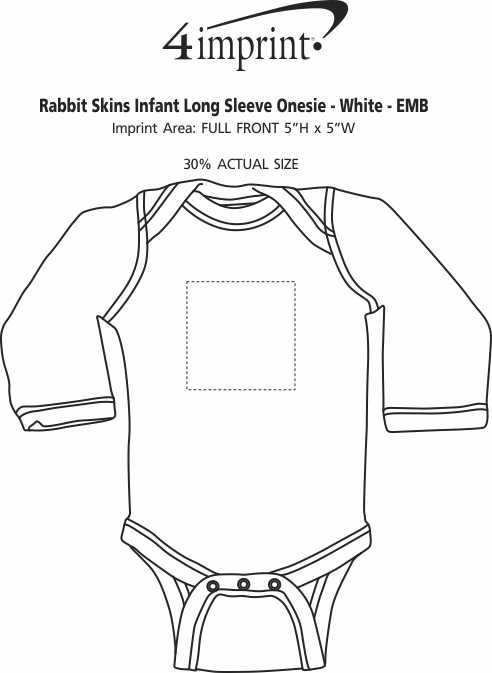 Imprint Area of Rabbit Skins Infant Long Sleeve Onesie - White