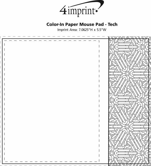 Imprint Area of Color-In Paper Mouse Pad - Tech
