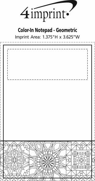 Imprint Area of Color-In Notepad - Geometric