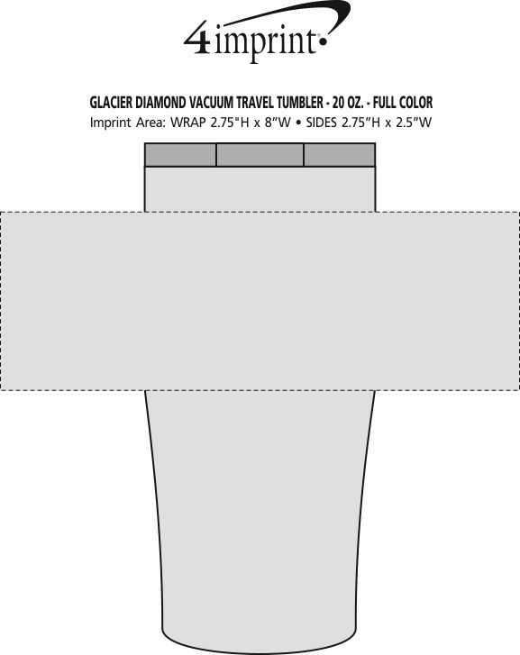 Imprint Area of Glacier Diamond Vacuum Tumbler - 20 oz. - Full Color