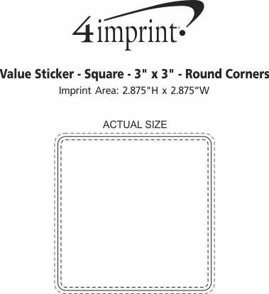 Imprint Area of Square Sticker - 3" x 3" - Round Corners