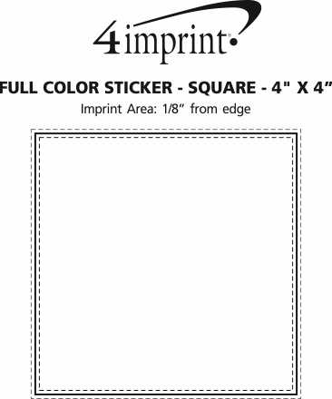 Imprint Area of Full Color Sticker - Square - 4" x 4"
