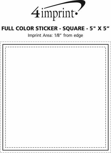 Imprint Area of Full Color Sticker - Square - 5" x 5"