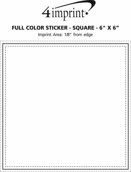 Imprint Area of Full Color Sticker - Square - 6" x 6"