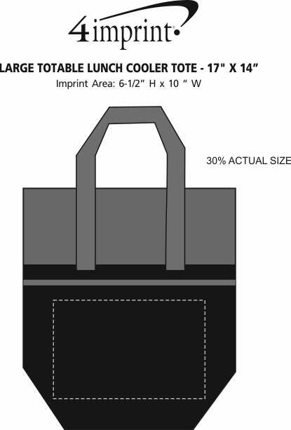 Imprint Area of Large Totable Lunch Cooler Tote - 17" x 14"