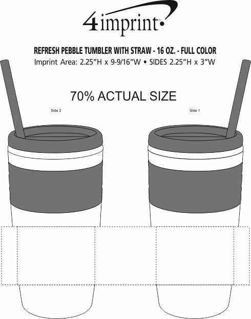 Imprint Area of Refresh Pebble Tumbler with Straw - 16 oz. - Full Color
