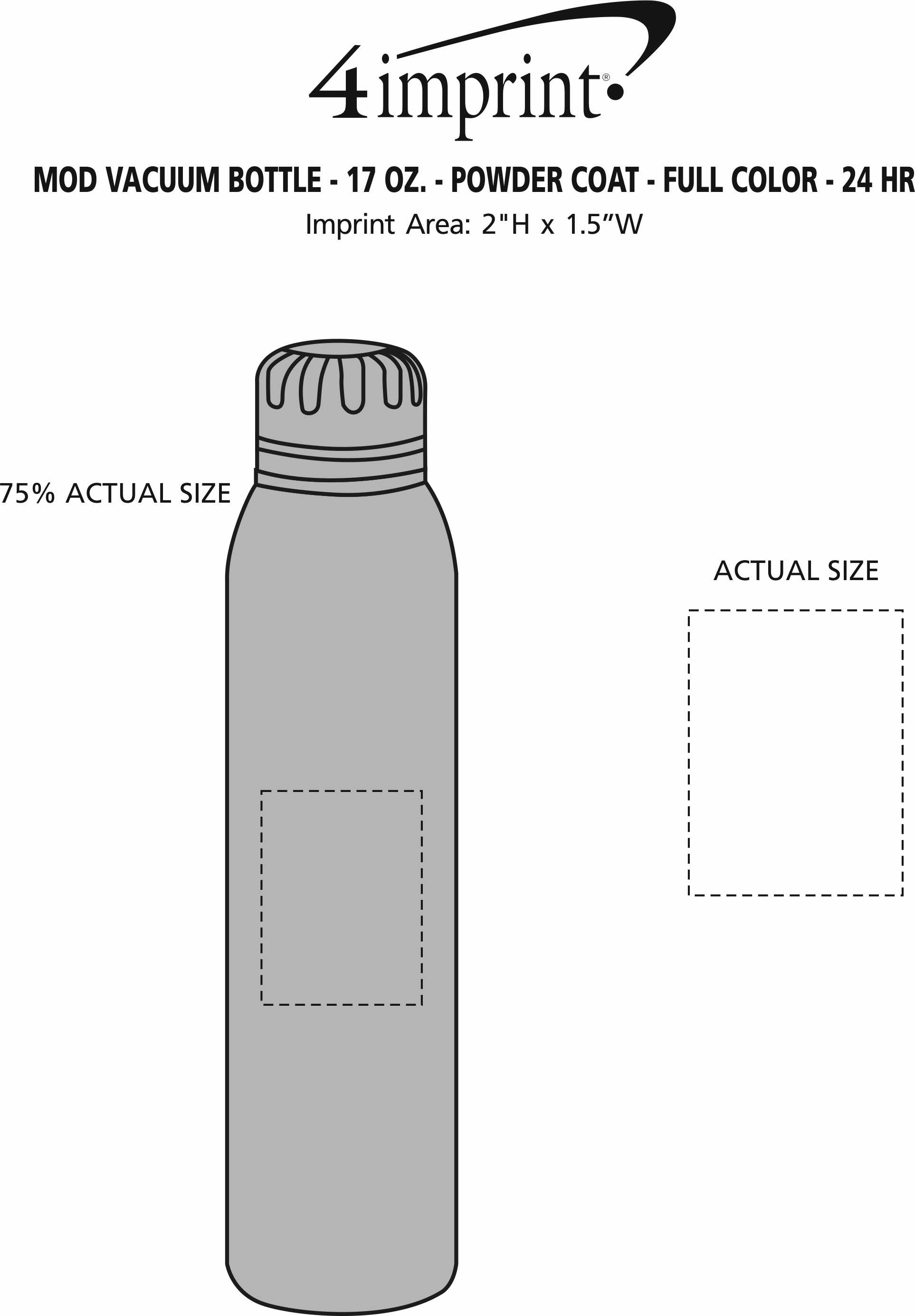 Imprint Area of MOD Vacuum Bottle - 17 oz. - Powder Coat - Full Color - 24 hr
