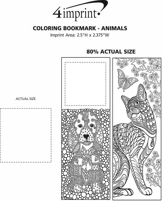 Imprint Area of Coloring Bookmark - Animals