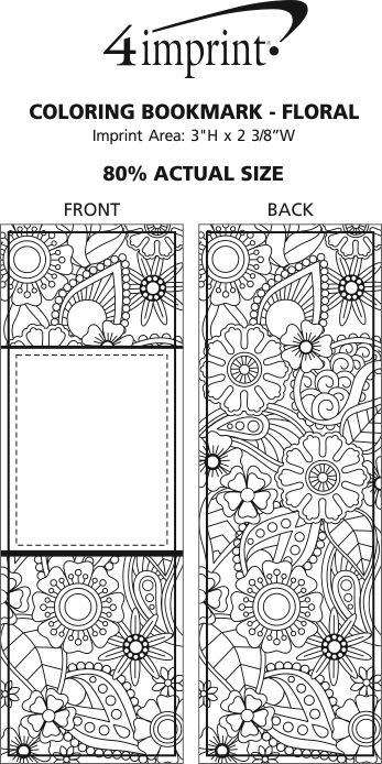 Imprint Area of Coloring Bookmark - Floral