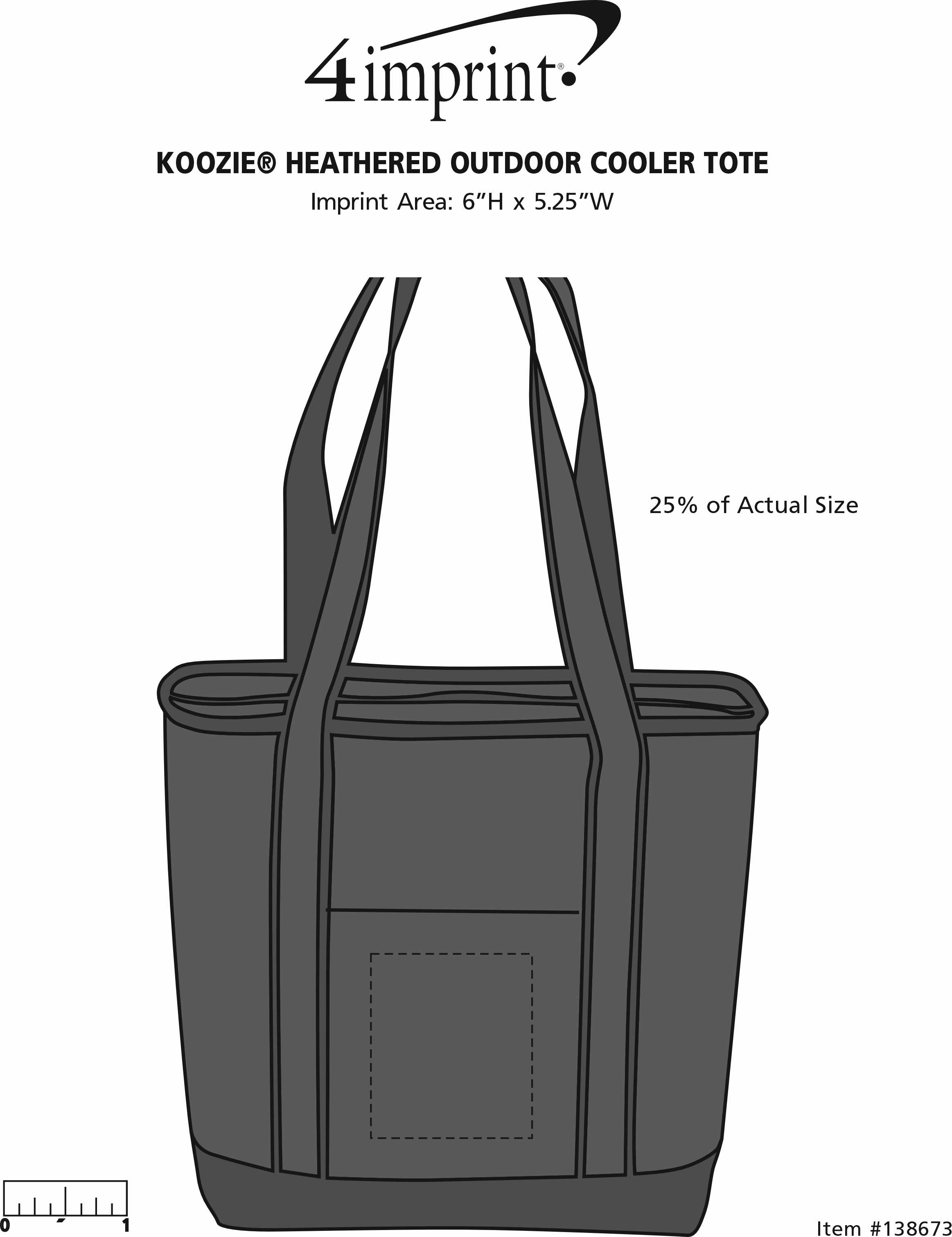 Imprint Area of Koozie® Heathered Outdoor Kooler Tote