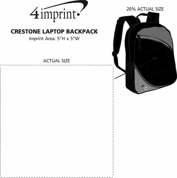 Imprint Area of Crestone Laptop Backpack