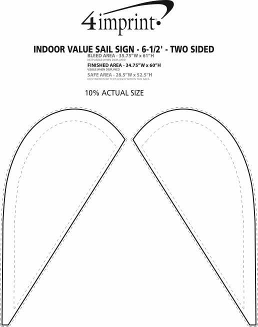 Imprint Area of Indoor Value Sail Sign - 6-1/2' - Two Sided