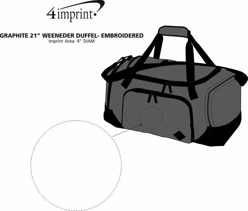 Imprint Area of Graphite 21" Weekender Duffel - Embroidered
