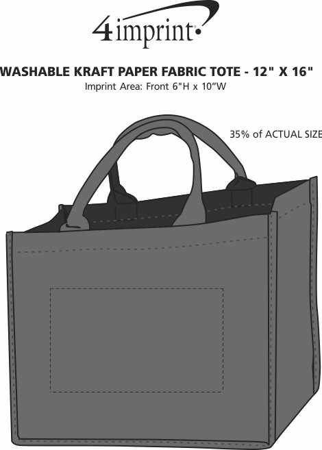 Imprint Area of Washable Kraft Paper Fabric Tote - 12" x 16"