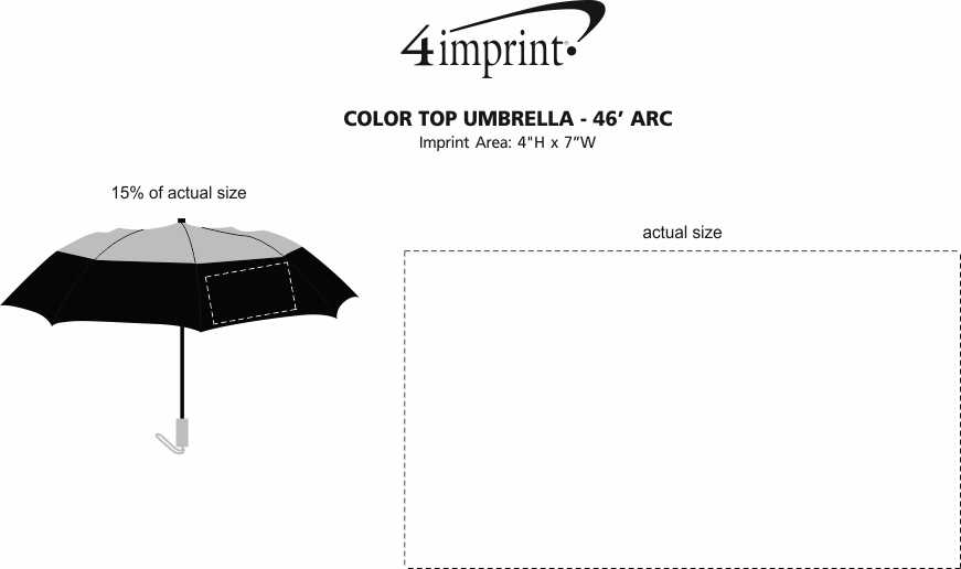 Imprint Area of Color Top Umbrella - 46" Arc